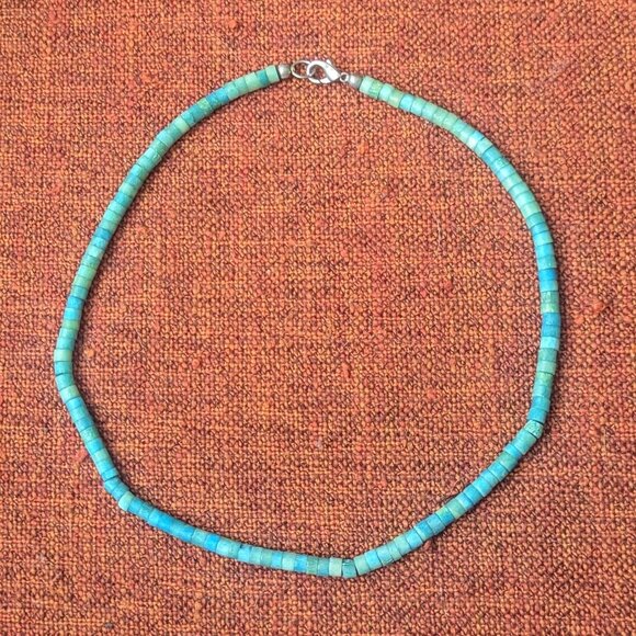 Heshi Turquoise Necklace Choker Southwest Native Tribal Navajo Zuni Boho Dainty - Picture 2 of 4
